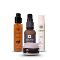 GlowMera Complete Daily Routine Kit | Cleanser + Niacinamide Serum + SPF 50 PA++++ Sunscreen + Illuminating Cream | Glow, Hydration, Sun Protection & Skin Repair | For All Skin Types