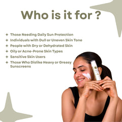 GlowMera Sunscreen SPF 50 PA++++ Broad Spectrum UV Protection Lightweight, Non-Sticky With Vitamin C, Hyaluronic Acid, Ceramides & Zinc PCA For Men & Women 50g