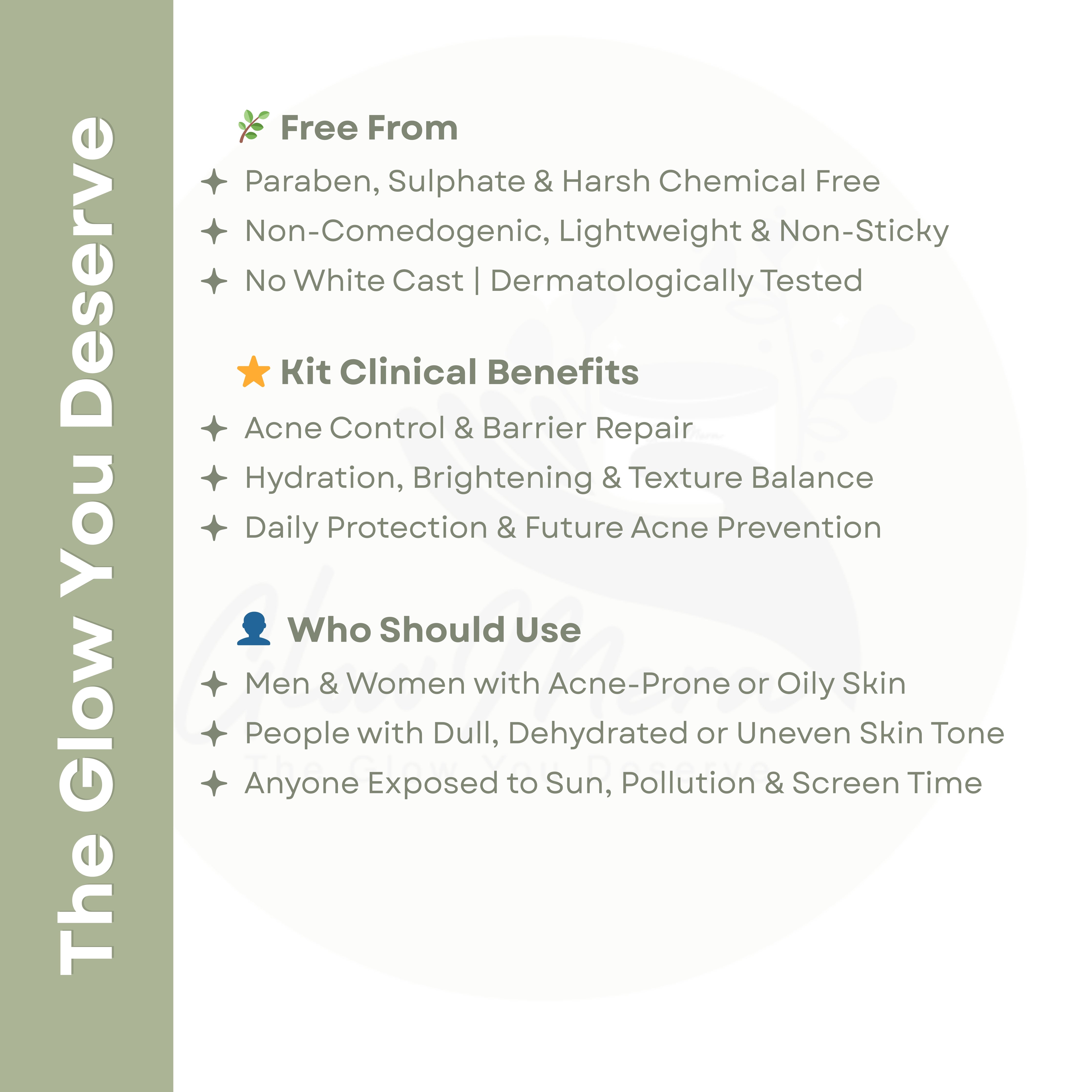 GlowMera Complete Daily Routine Kit | Cleanser + Niacinamide Serum + SPF 50 PA++++ Sunscreen + Illuminating Cream | Glow, Hydration, Sun Protection & Skin Repair | For All Skin Types