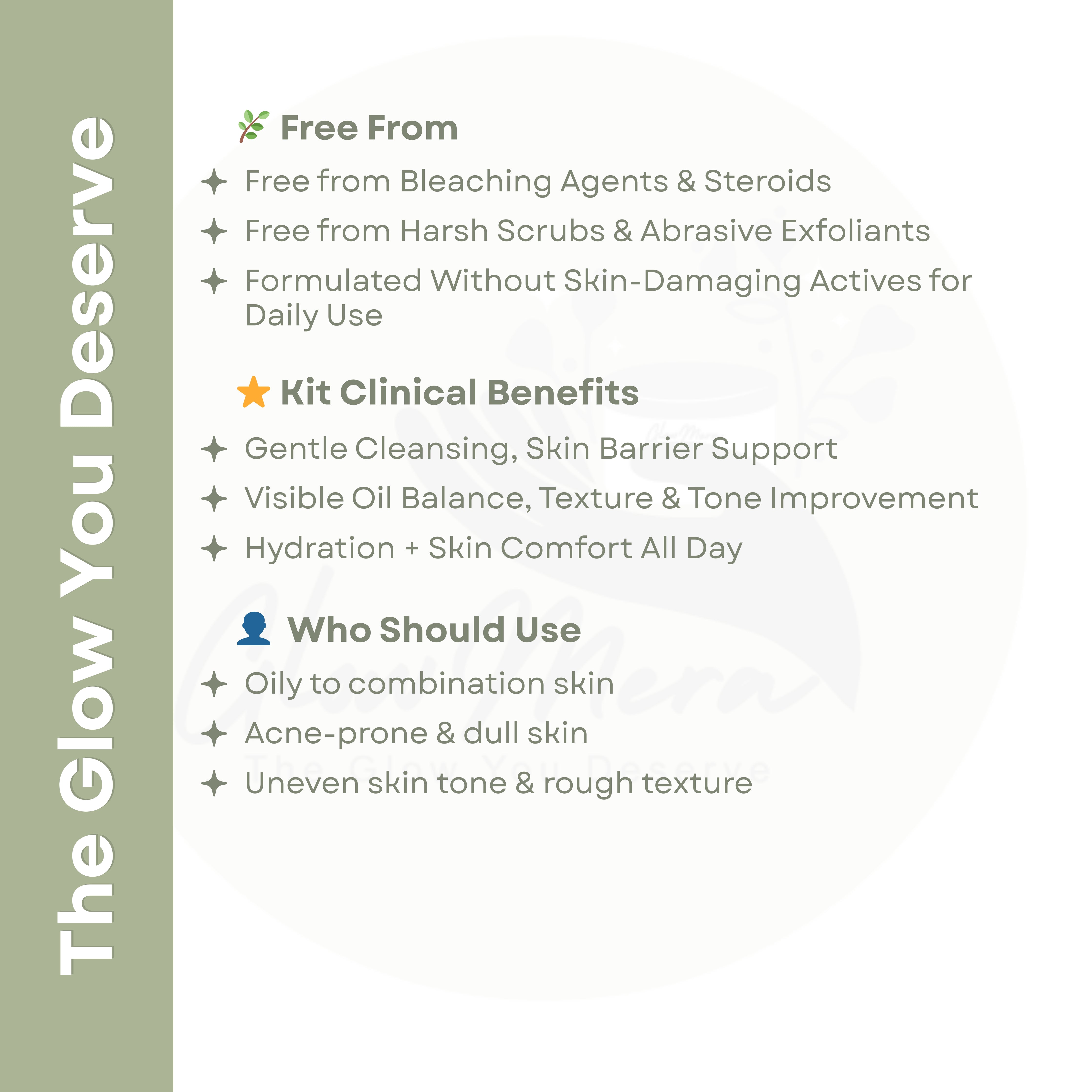 GlowMera Oil Control & Pore Care Kit | Face Cleanser with Snail Mucin + Niacinamide Serum + SPF 50 PA++++ Sunscreen | Controls Excess Oil, Minimizes Pores & Protects Skin | For Oily & Combination Skin