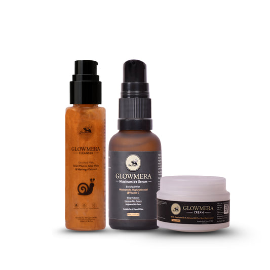 GlowMera Hydration & Barrier Repair Skincare Kit – Face Cleanser, Niacinamide Serum, Illuminating Cream | Deep Hydration, Skin Barrier Strength & All-Day Protection | For All Skin Types