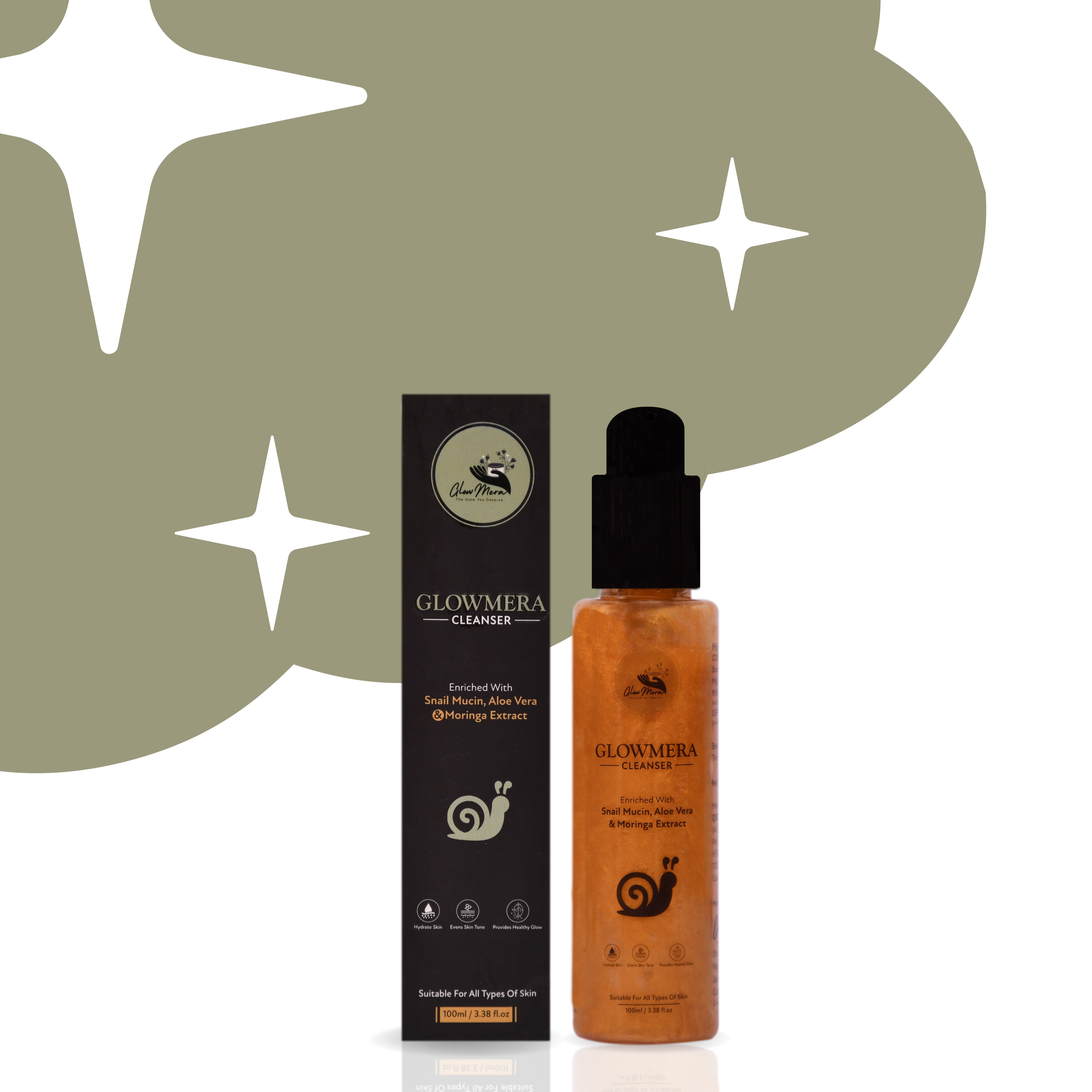 GlowMera Advanced Hydration Cleanser 100ml – Snail Mucin + Aloe Vera + Hyaluronic Acid | Deep Clean, Moisturizing, Skin Barrier Repair | For All Skin Types