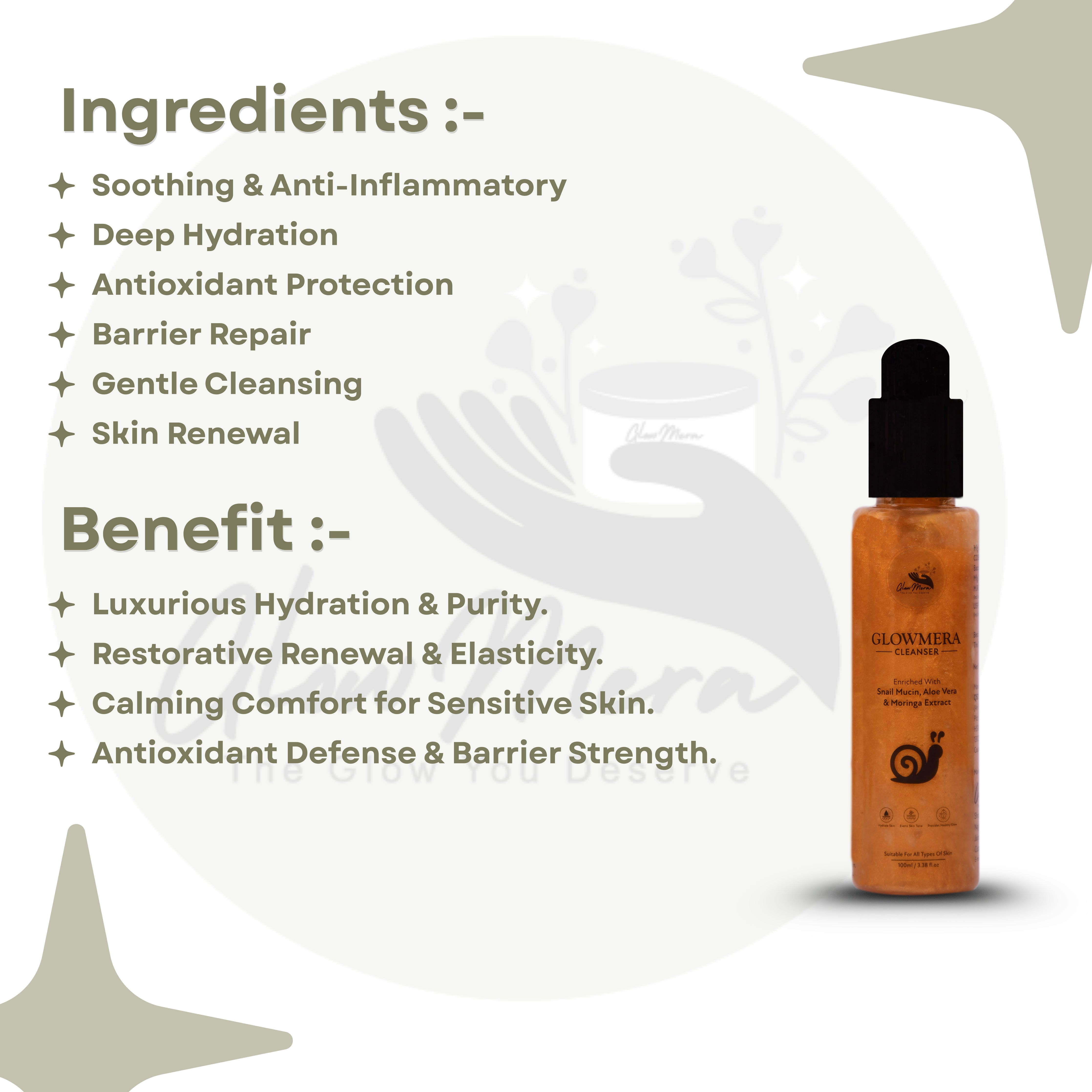 GlowMera Daily Essentials Skincare Kit | Face Cleanser with Snail Mucin & Aloe Vera + SPF 50 PA++++ Sunscreen (No White Cast) + Niacinamide Cream | Glow, Hydration & Sun Protection | All Skin Types