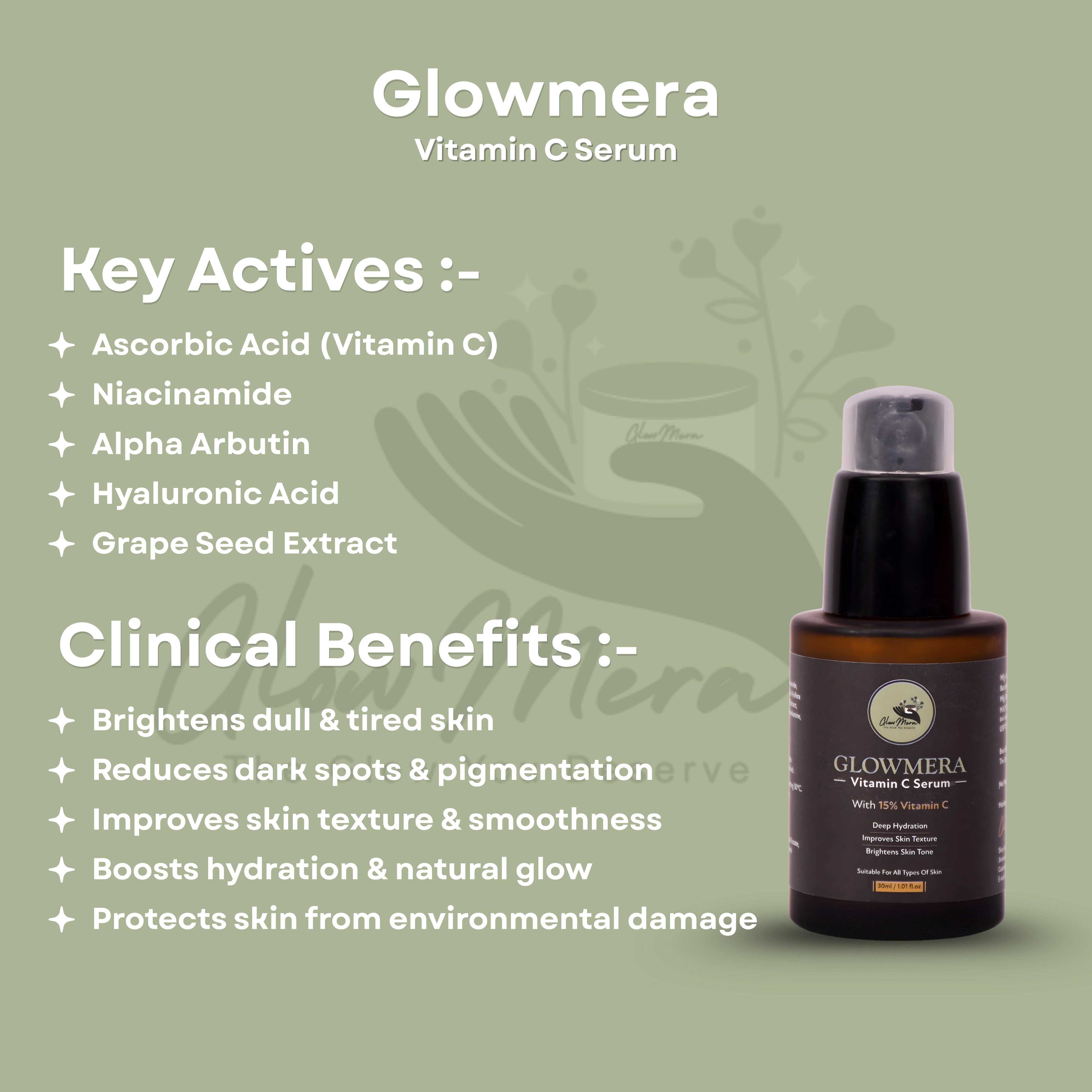 GlowMera Anti-Dullness Day Care Kit | Vitamin C Brightening Serum + SPF 50 PA++++ Sunscreen | Fights Dullness, Dark Spots & Sun Damage | Daily Glow & Protection | For All Skin Types